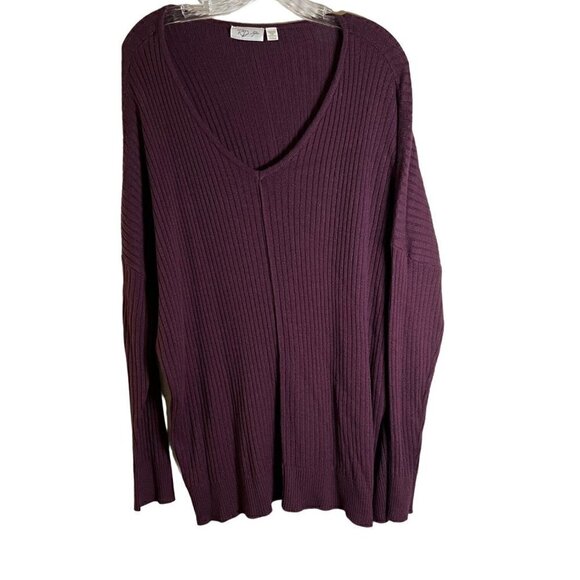 𝅺rd Style Size 2X Women’s Ribbed Burgundy Tunic Sweater - Picture 1 of 8